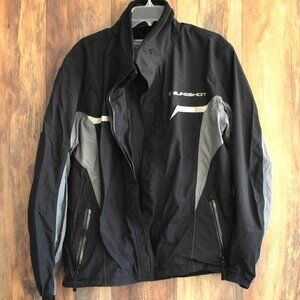 Weather Resistant Rain Coat with 3M Reflective Panels and Slingshot Logo Black